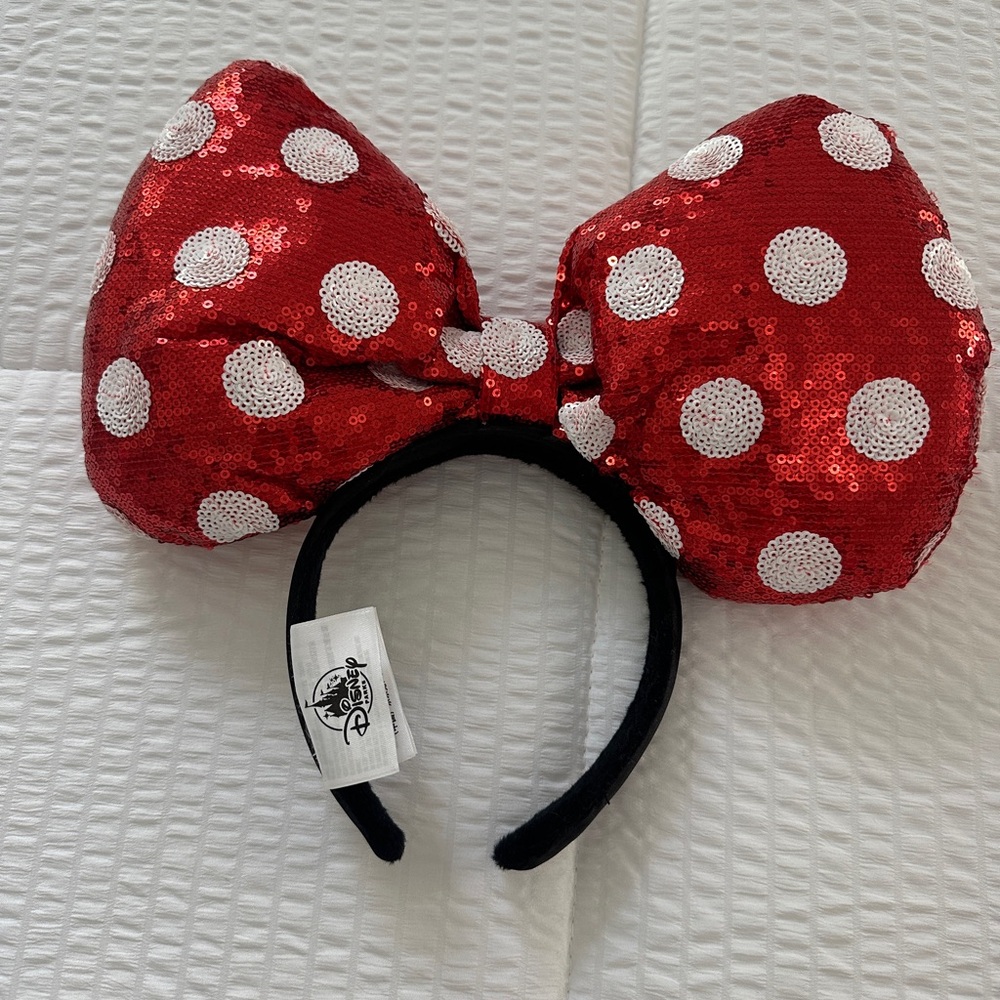 Mini Big Red Polka Dot Bow Headband